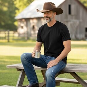 Lucchese Mens Trim Fit Black Cotton Short Sleeve Crew Neck T-Shirt Size XL